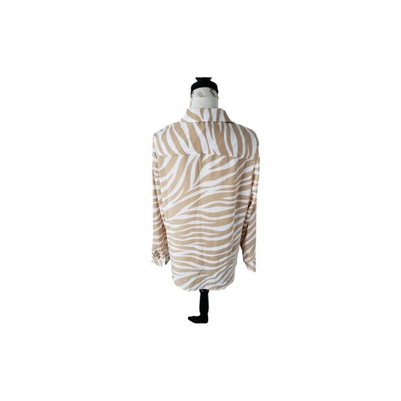 Ann Taylor Women’s M Zebra Pattern Button Down Long sleeve 80s Office Flowy - Picture 7 of 7